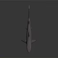 Realistic 3D Model Shark With Purple Gray Color And Shiny Surface On Dark Background