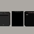 Three Modern Black Kitchen Appliances Side By Side Wall Mounted Design