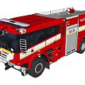 Red Modern Fire Rescue Truck With Emergency Lights And Rescue Equipment