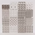 Collection of Modern Decorative Grille Panels with Various Geometric Patterns 3d model