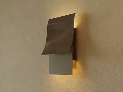 Modern Folded Metal Wall Sconce with Warm Light Illuminating Beige Wall 3d model