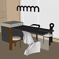 Modern Dining Table and Chair Combination Dining Chair Island Table Dining Table Chandelier 3d model