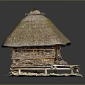 Traditional Rustic Thatched House Featuring Wooden Structure And Thatched Roof Design