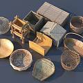 Handwoven Household Items Featuring Various Baskets Boxes Trays And Storage Containers