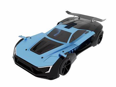 Electric Toy Remote Control Race Car with Blue and Black Sporty Streamlined Design 3d model