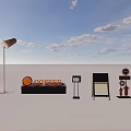 Outdoor DP Displays With Coffee Signs Menu Boards And Directional Signs Under Blue Sky