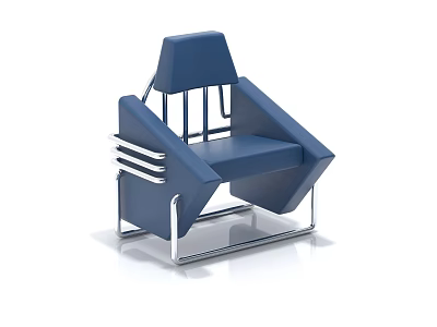 Modern Blue Single Sofa With Metal Frame And Geometric Upholstered Design 3d model