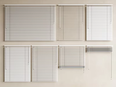 Different Styles of White Venetian Blinds for Home Window Interior Decor 3d model