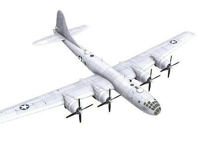 Detailed Military Fighter Jet With Four Propellers And Wing Insignia Design 3d model