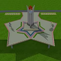Star Shaped Base Monument Structure With Central Tower And Red Star Decoration 3d model