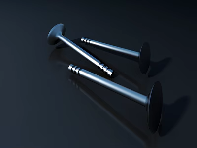 Durable Silver Metal Valves As Essential Hardware Tools With Smooth Cylindrical Rods And Round Bases 3d model