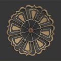 Elegant Blue White Decorative Ornament Set With Petal Shaped Plate Gold Trim And Copper Sphere