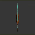 Ornate Fantasy Weapon With Orange Teal Intricate Patterns And Green Circular Accent