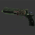 Black Revolver With Metal Barrel And Textured Grip Design Features