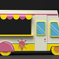 Colorful Ice Cream Themed Decorative Structure With Cherry Top Dripping Frosting And Pink Pillars