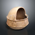 Traditional Handcrafted Clay Sculpture Vessel With Textured Surface And Carving