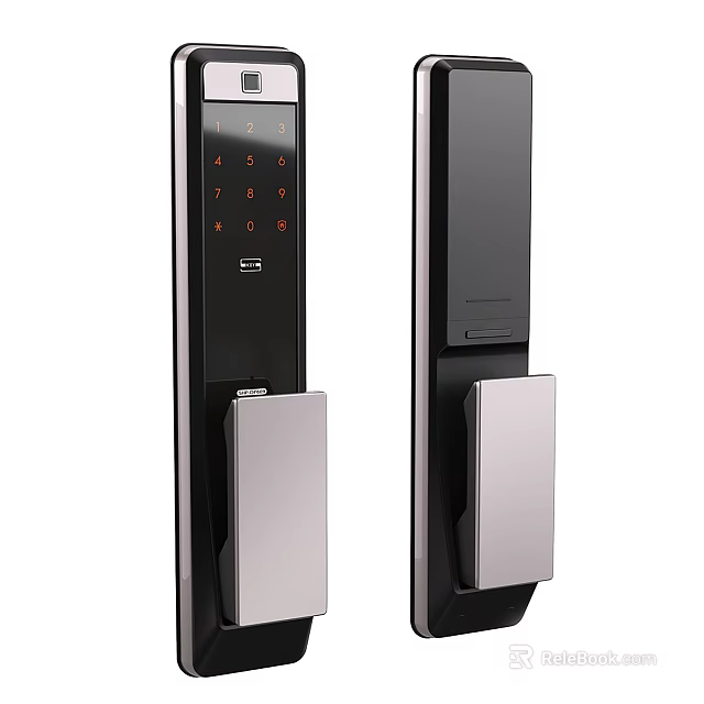 Smart Door Lock With Numeric Keypad Modern Electronic Security Design Silver Black 3d model 