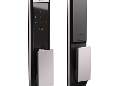 Smart Door Lock With Numeric Keypad Modern Electronic Security Design Silver Black 3d model