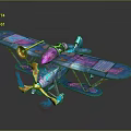 Colorful Cosmic Space Themed Biplane With Purple Orange Decorations And Space Exploration Design