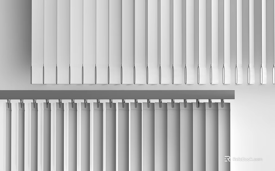 Modern Light Colored Window Blinds And Vertical Curtains For Home Interior 3d model