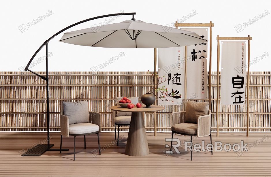 Modern Rattan Outdoor Table and Chair Leisure Chair Outdoor Chair Vase Jewelry Ornaments model