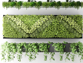 Modern Plant Wall Plant Cushion Potted Chandelia Flower Wood Board Wall Decorations Combination 3d model