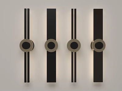 Modern Wall Lamps With Sleek Black Design And Circular Accents Arrangement 3d model