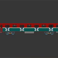 Red And Green Toy Train Model With Carriage Windows And Wheels Design