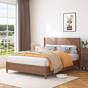 Nordic Bedroom Solid Wood Bed 3d model