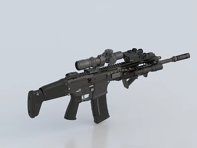 Modern Tactical Rifle With Sniper Scope And Rail System For Precision Shooting 3d model