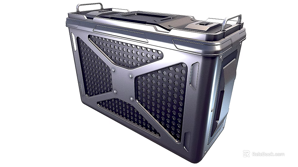 Heavy Duty Black Weapon Storage Case With Sturdy Perforated Grid Design For Secure Storage 3d model 