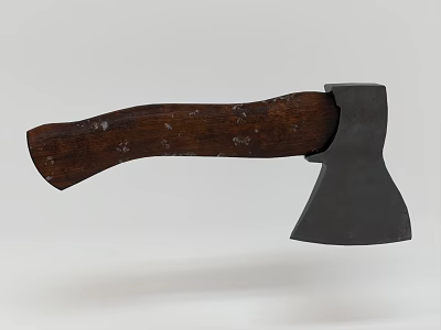 Vintage Axe With Rustic Wooden Handle And Sharp Metal Blade Head 3d model