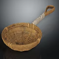 Handmade Wicker Kitchen Strainer With White Wrapped Handle For Daily Use
