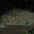 Natural Cave Interior With Rough Rock Walls And Moss Covered Ground