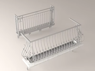 Ornate Metal Railings With Curved Bars And Intricate Designs For Balconies And Staircases 3d model