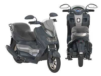 Modern Scooter Design With Two Angles View Black Gray Color And Comfortable Seat 3d model