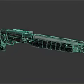 Modern Tactical Shotgun with Black Body Silver Metallic Barrel and Red Accents Detailed Design