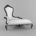 Elegant White Chaise Lounge With Carved Details Floral Pattern And Ornate Legs
