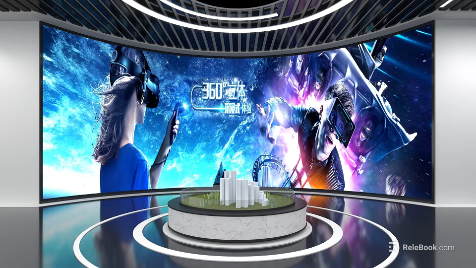 Modern Cultural Center Featuring VR Experience 360 Degree Theater And Interactive Displays 3d model 