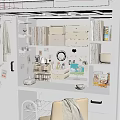Organized White Work Desk With Storage Boxes Bookshelf And Decorative Items 3d model