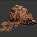 Red Wood Stone Model With Natural Rough Texture And Small Green Plants On Surface