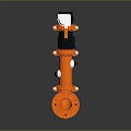 Orange Industrial Valve With Black White Components And Flange Structure 3d model