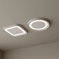 Modern Home Interior Design With White Square And Round Illuminated Ceiling Lights 3d model