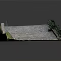 Realistic Outdoor Landscape Model With Tiered Stone Steps Green Foliage And Paved Ground