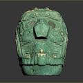 Green Jade Mask Sculpture Carving With Intricate Facial And Decorative Details