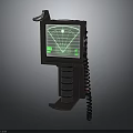 Handheld Scanning Device with Green Radar Display Screen and Coiled Cord Handle