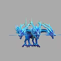 Mythical Three Headed Blue Dragon Game Movie Character With Crystal Ice Design