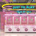 Public Office Area Entertainment Corner With Pink Claw Machines And Neon Lights