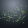 Small Green Light Dots Scattered On Dark Background With Floating Particles 3d model