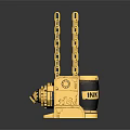 Golden Vintage Camera Decorative Piece With Hanging Chains And Metallic Shine